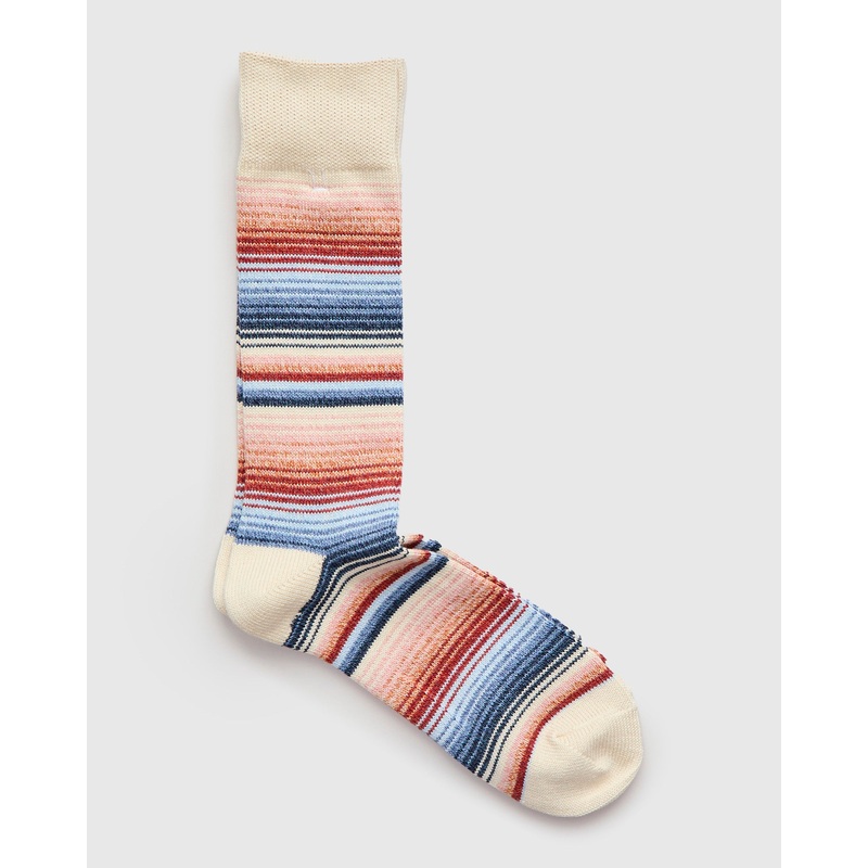 Sarape Stripes Crew Sock in Oatmeal