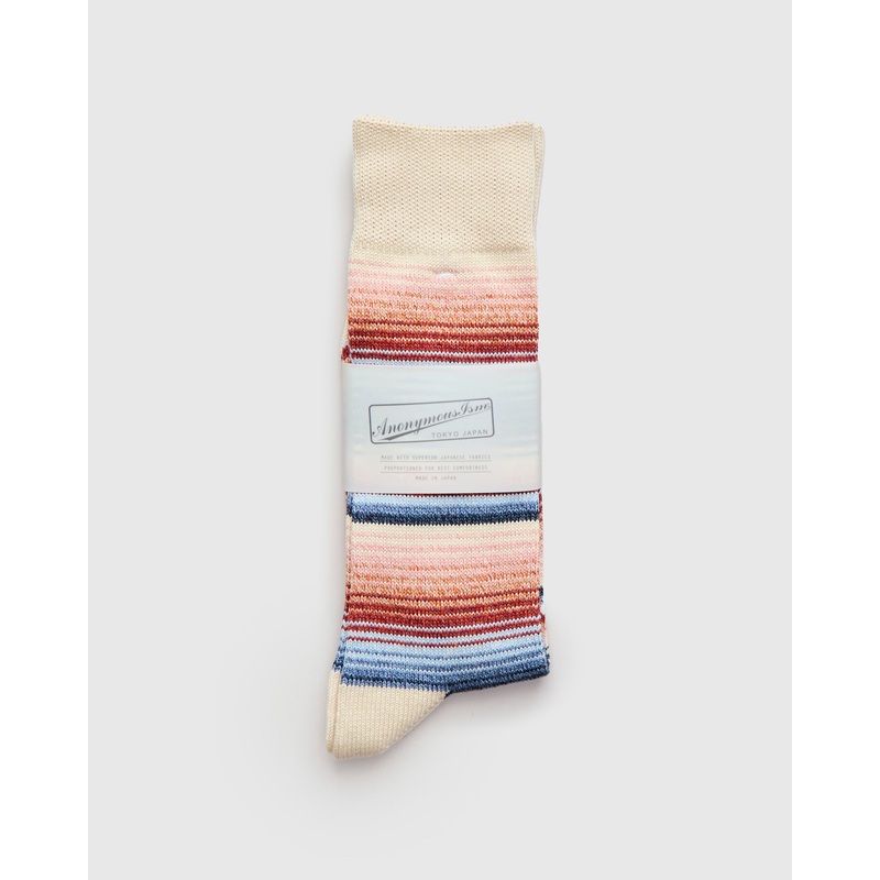 Sarape Stripes Crew Sock in Oatmeal