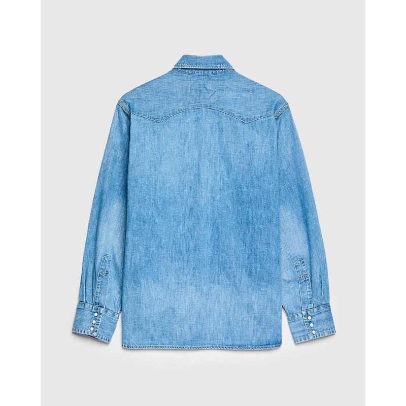 8.5oz Sawtooth Denim Western Shirt in Used Indigo