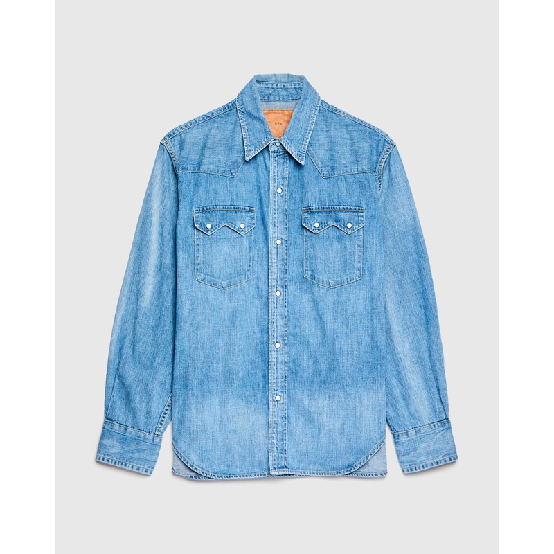 8.5oz Sawtooth Denim Western Shirt in Used Indigo