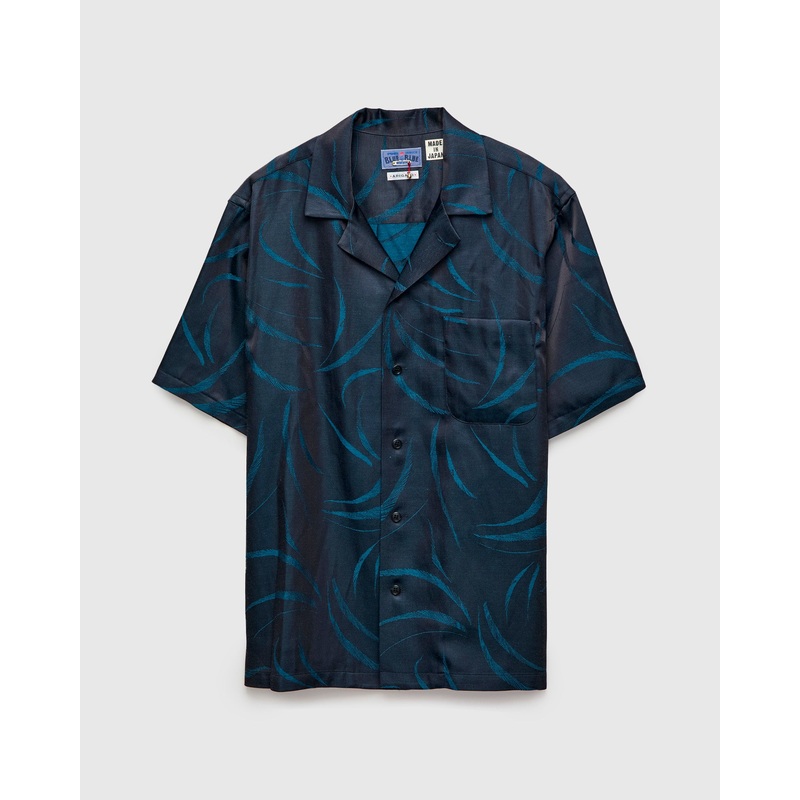 “Mebuki” Pattern Aloha Shirt in Dark Navy