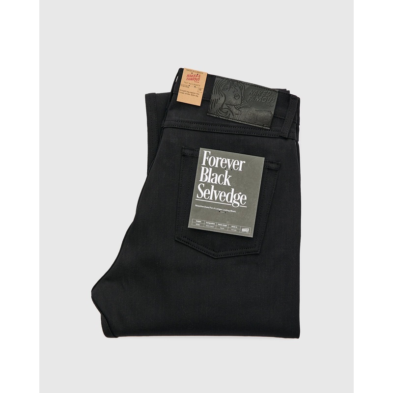 “Forever Black” 12.5oz No-Fade Selvedge Denim – True Guy Fit