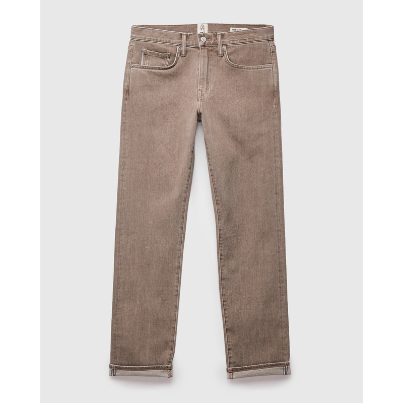 “Dusty Brown” 10.5oz Washed Stretch Selvedge Denim – Hammer Straight