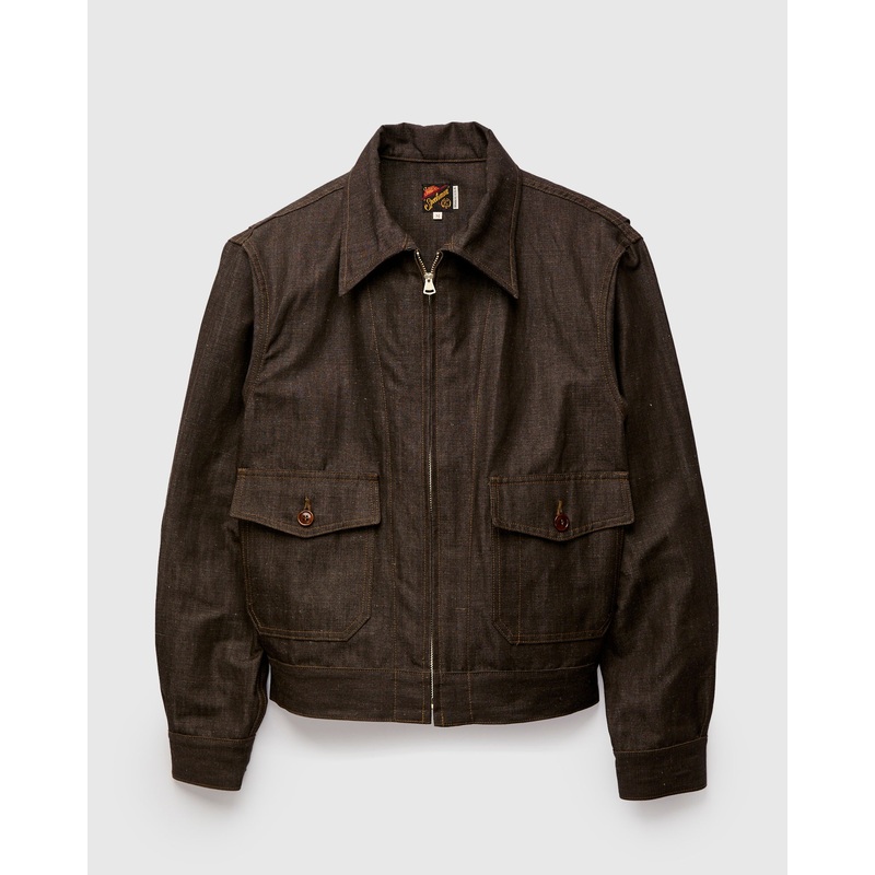 “Wildcat” Zip Jacket in 9oz Cacao Chambray