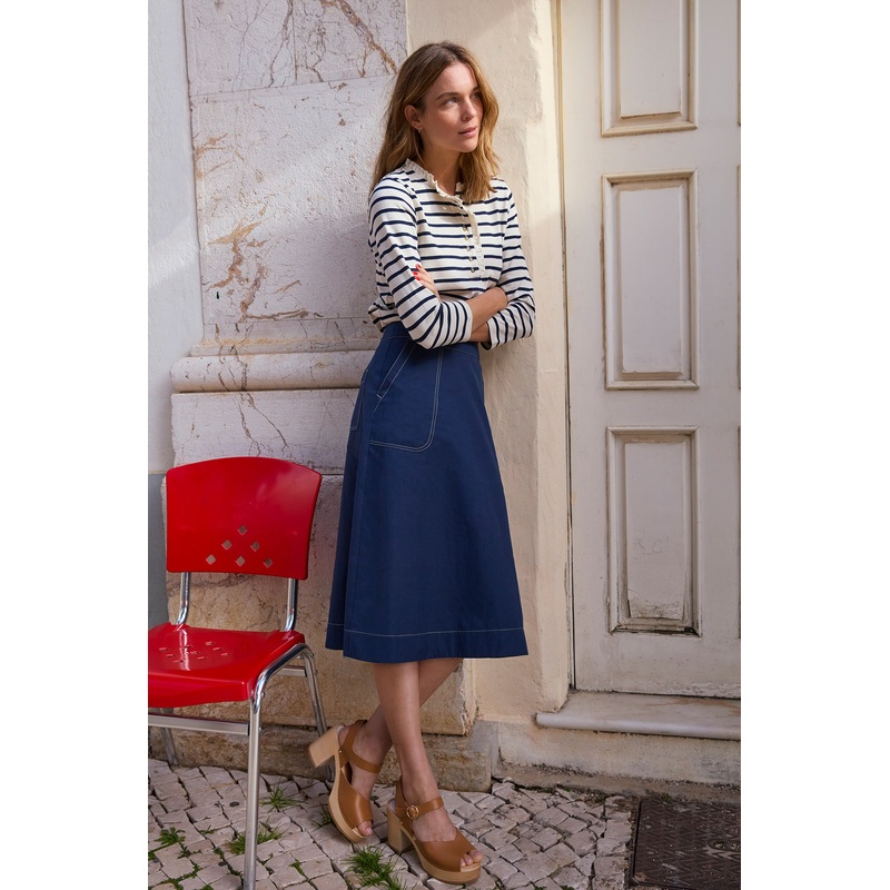 Connie Contrast Stitch Skirt – Midnight