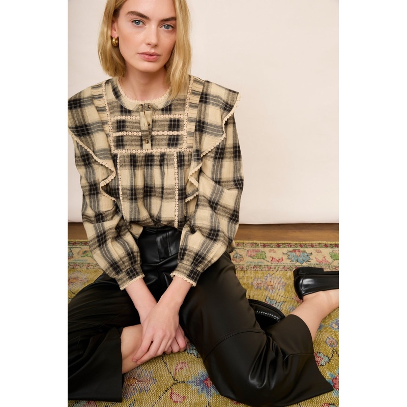 DB X Wyse Cordelia Blouse – Taupe/Black