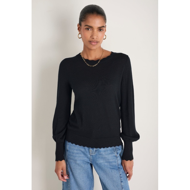 Fleurine Scallop Jumper – Black