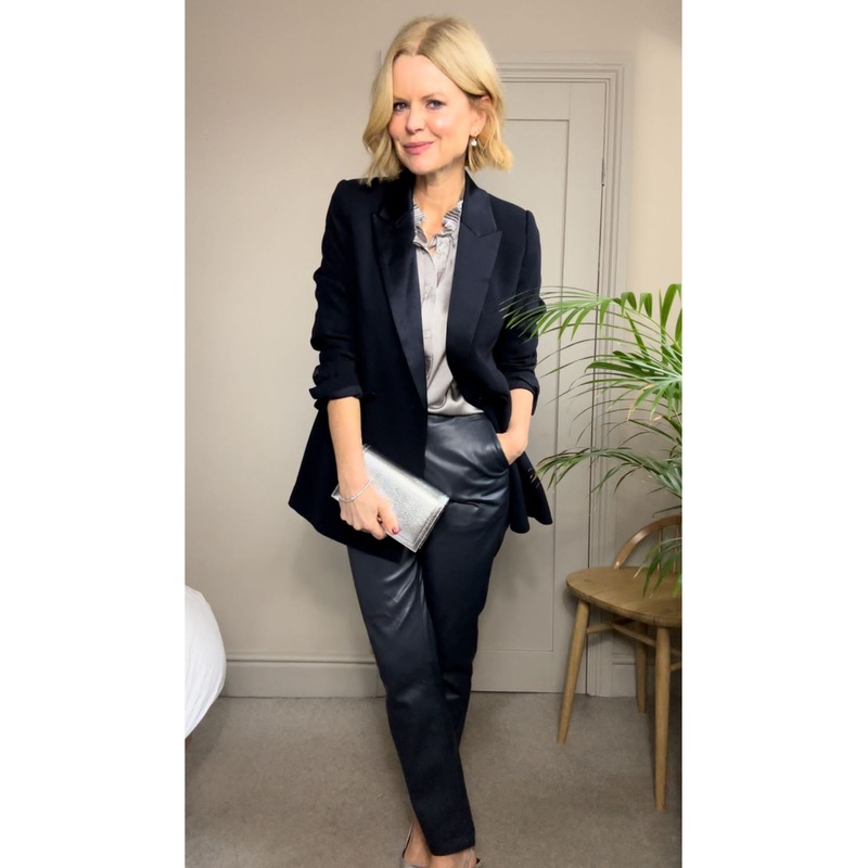 Sandrine Faux Leather Trousers – Blue/Black