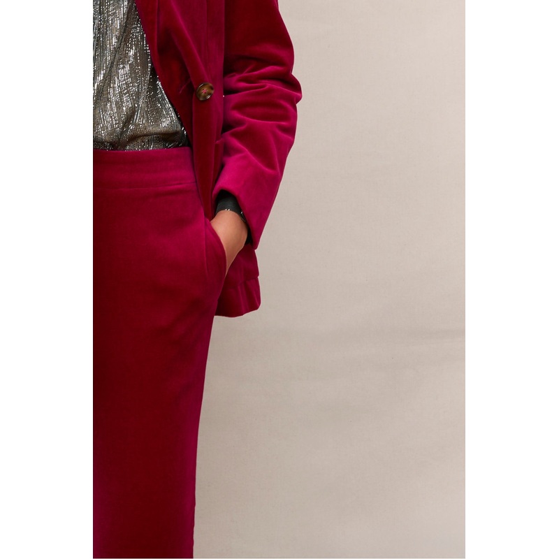 Sandrine Velvet Trouser – Raspberry