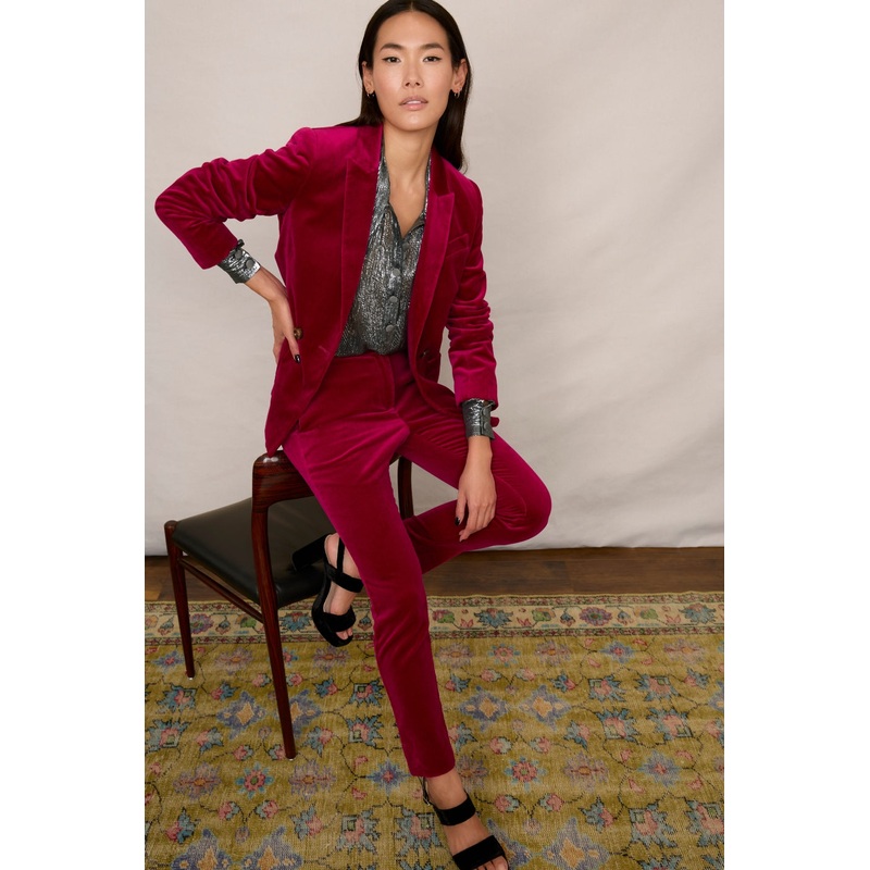 Sandrine Velvet Trouser – Raspberry