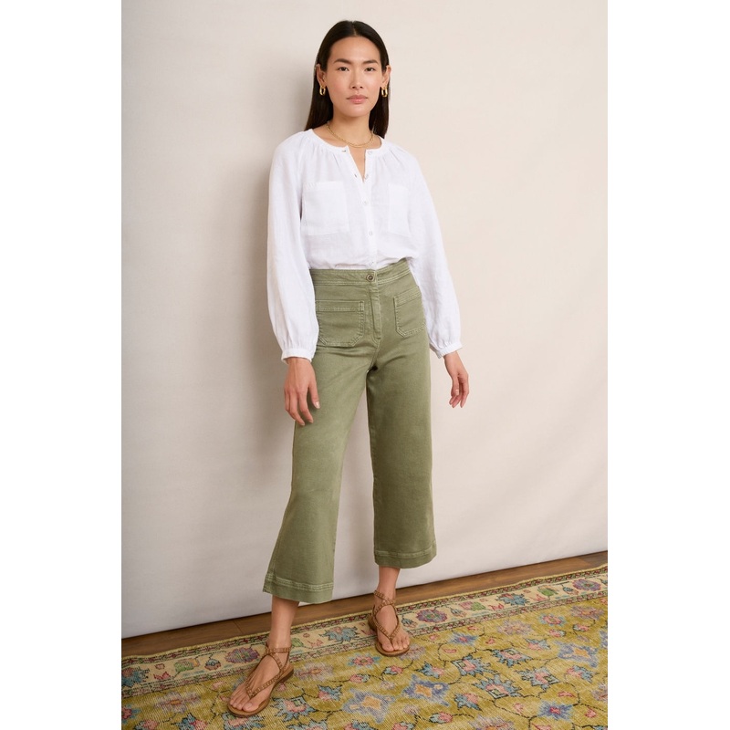 Allie Flare Cropped Jean – Sage Green