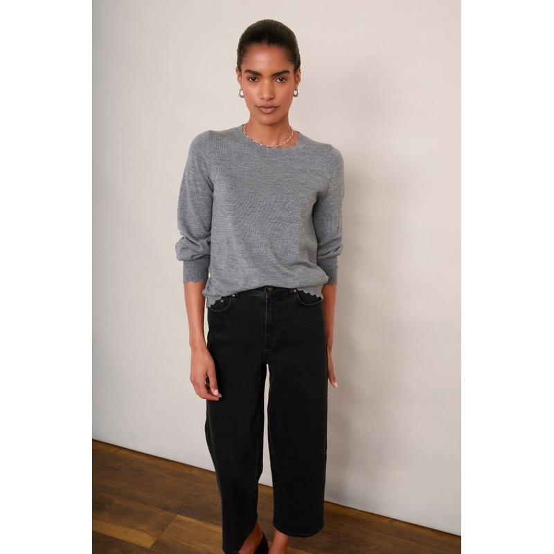 Fleurine Scallop Jumper – Mid Grey Marl