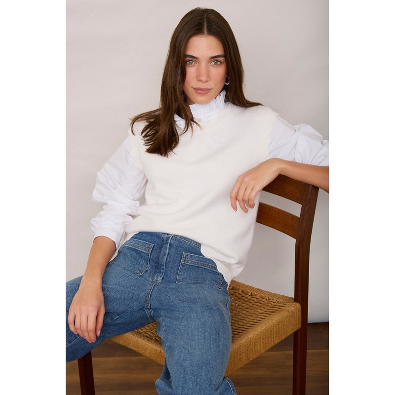 Fleurine Scallop Tank – Ivory