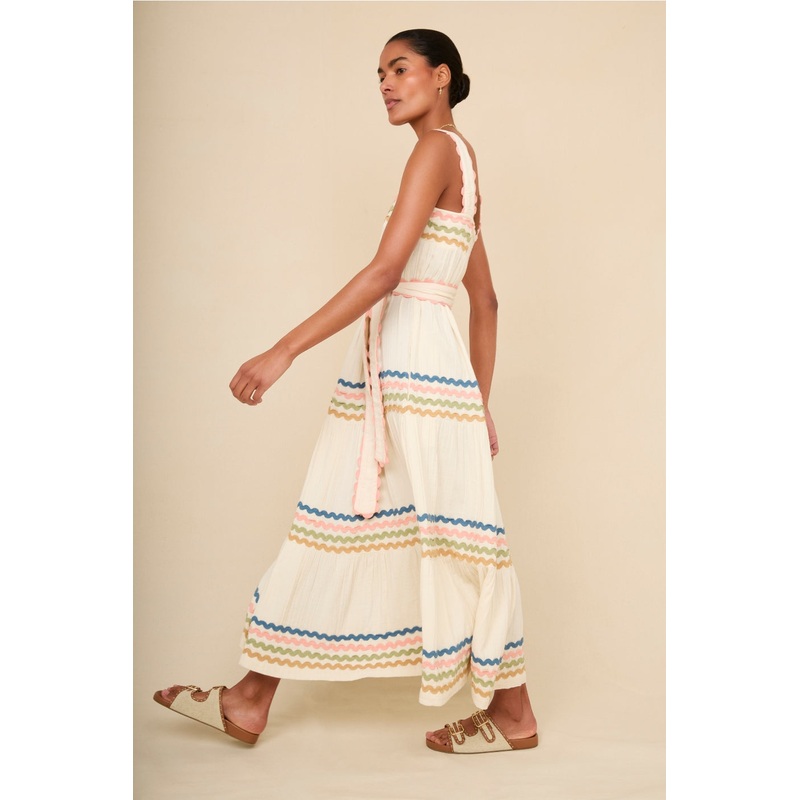 Luciella Ric Rac Dress – Ivory/Multi