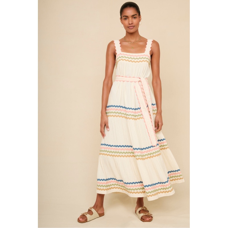 Luciella Ric Rac Dress – Ivory/Multi