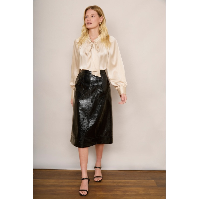 Remi Faux Leather Skirt – Black Crackle