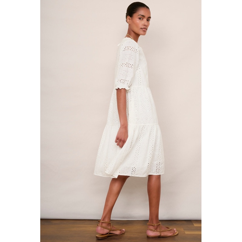 Talina Broderie Dress – Ivory