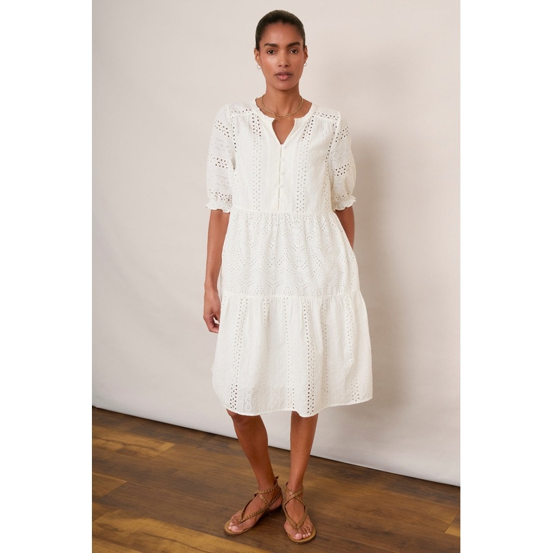 Talina Broderie Dress – Ivory