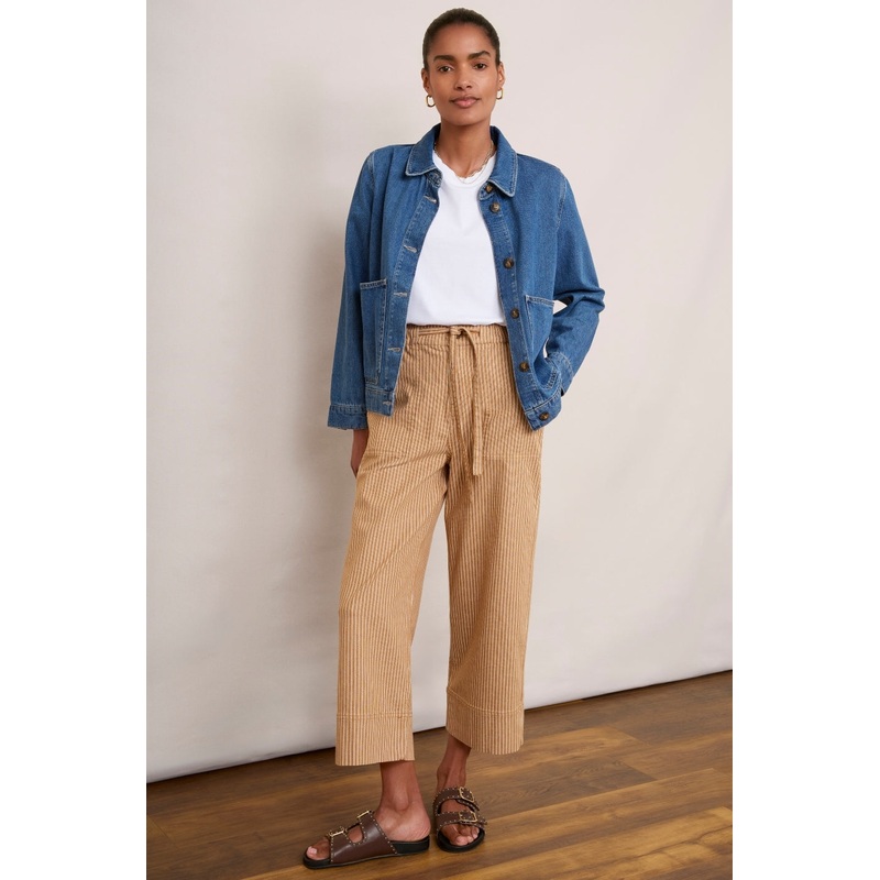 Astrid Stripe Jean – Tan/Ecru