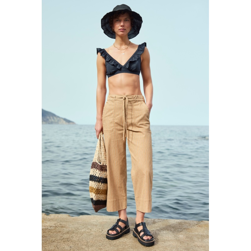 Astrid Stripe Jean – Tan/Ecru