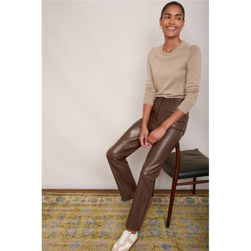 Josie Faux Leather Trouser – Cocoa