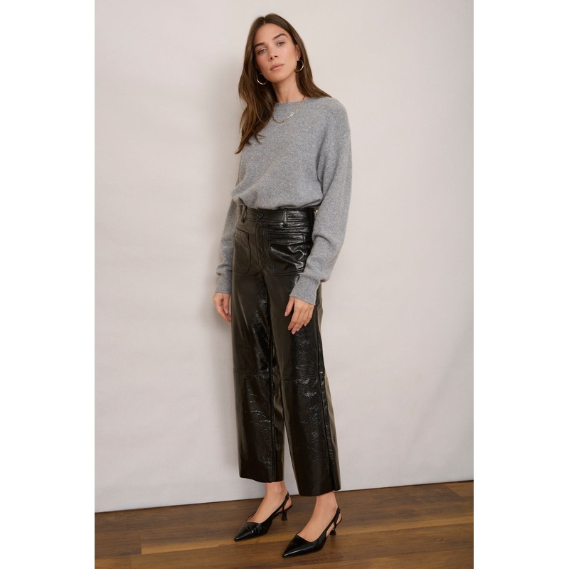 Jules Faux Leather Trouser – Black Crackle