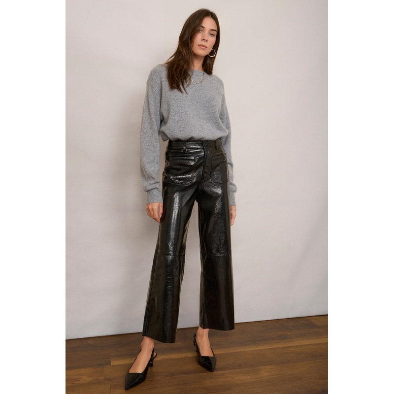 Jules Faux Leather Trouser – Black Crackle