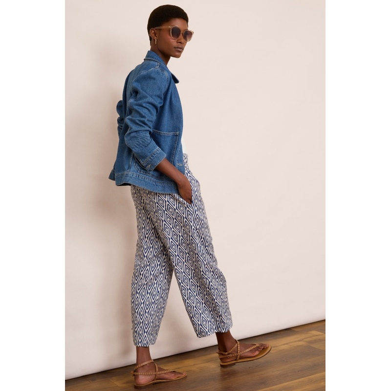 Penelope Linen Trouser – Midnight Ikat