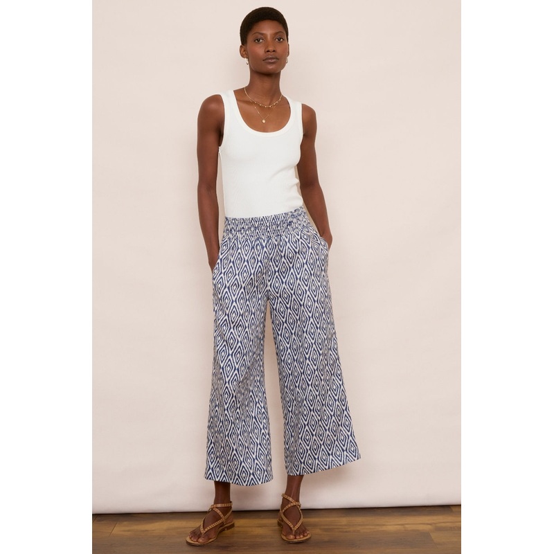 Penelope Linen Trouser – Midnight Ikat