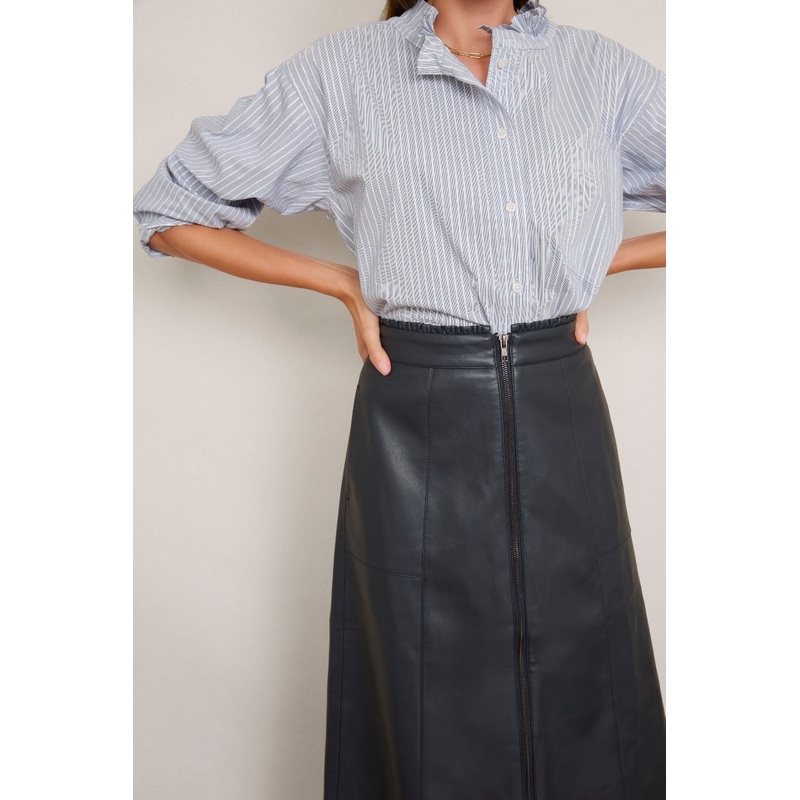 Zadie Faux Leather Skirt – Blue/Black