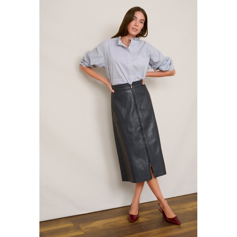Zadie Faux Leather Skirt – Blue/Black