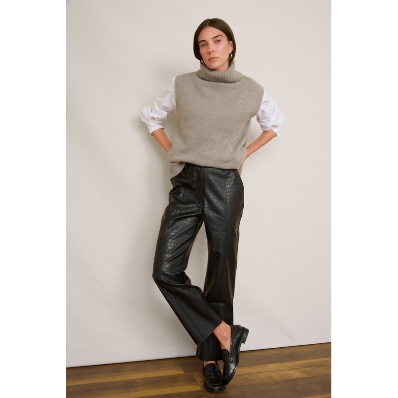 Anne Faux Leather Trouser – Black Croc