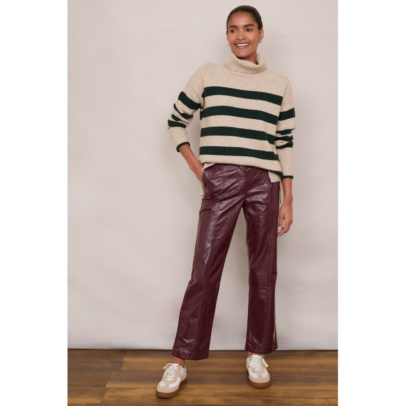 Anne Faux Leather Trouser – Plum Patent