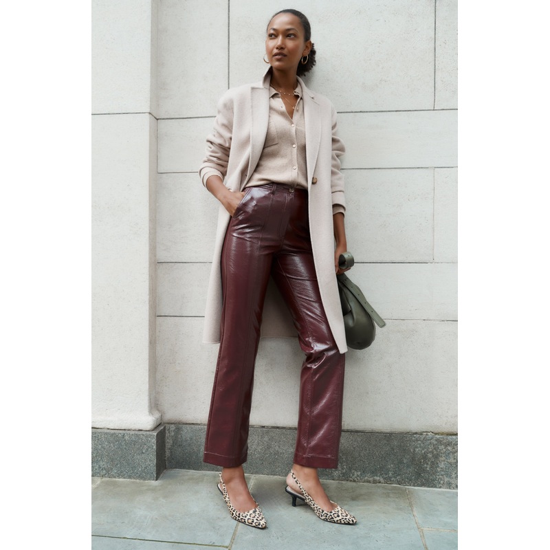 Anne Faux Leather Trouser – Plum Patent