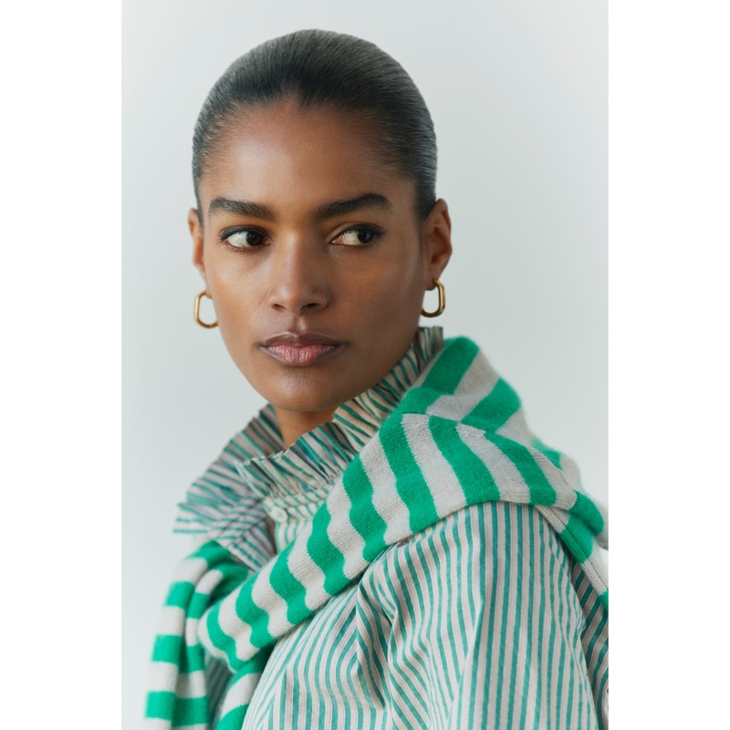 Clemmy Shirt – Green/Tan Stripe