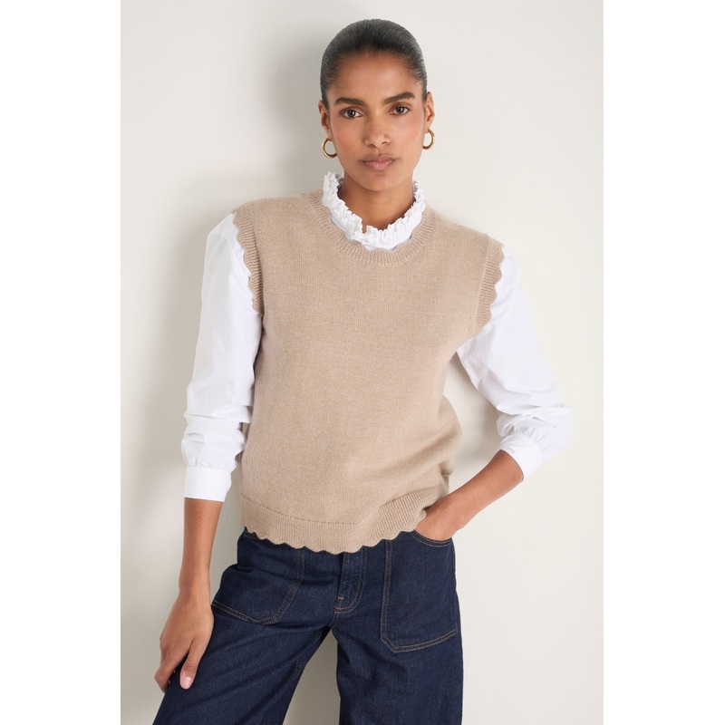 Fleurine Scallop Tank – Oat Marl