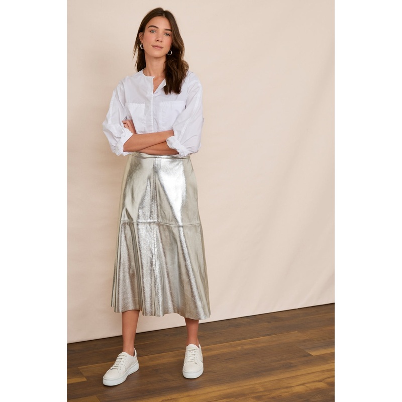 Lateisha Faux Leather Skirt – Silver