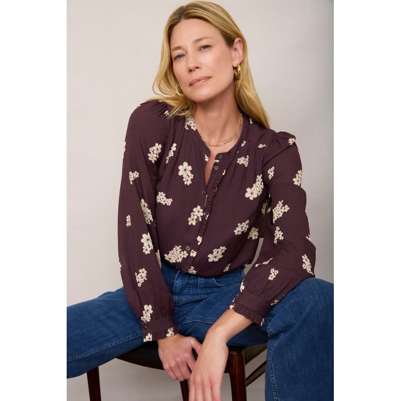 Norah Blouse – Deep Plum Ecru Floral