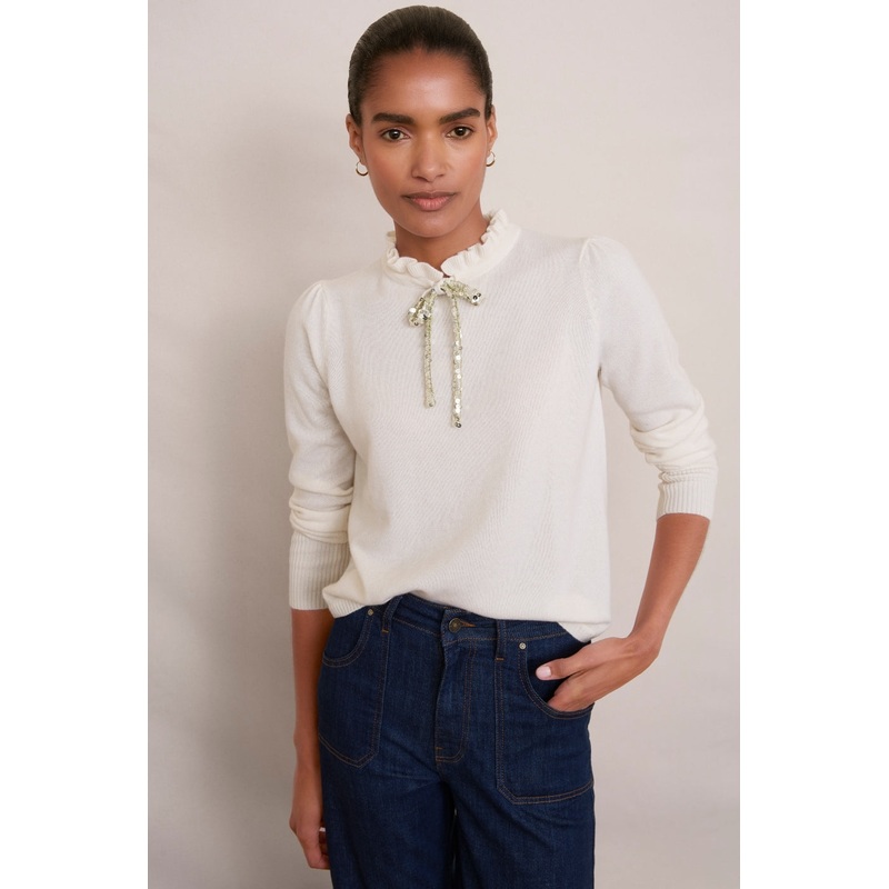 Tilda Tie Detail Jumper – Ivory