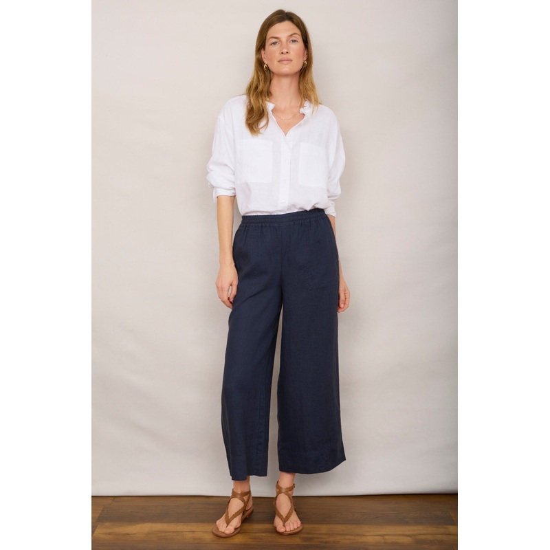 Angeline Linen Cropped Trouser – Midnight