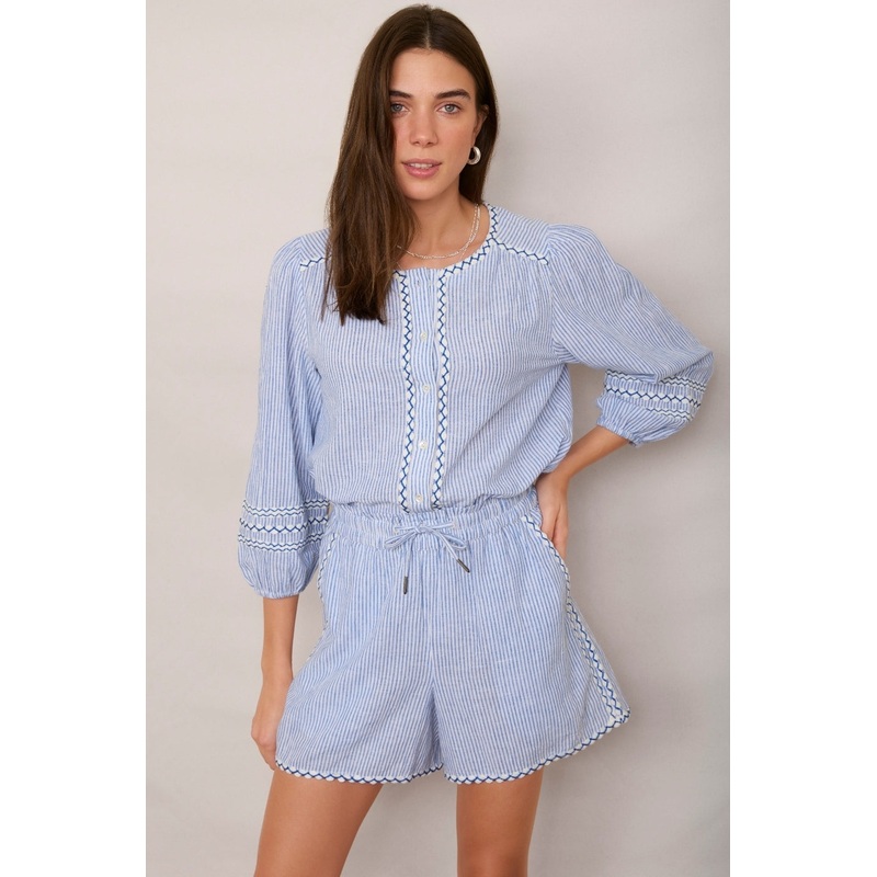 Georgina Short – Blue/ Ivory Stripe