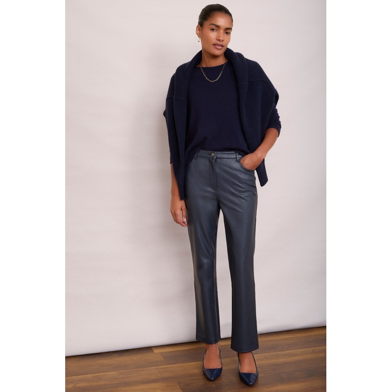 Josie Faux Leather Trouser – Blue/Black