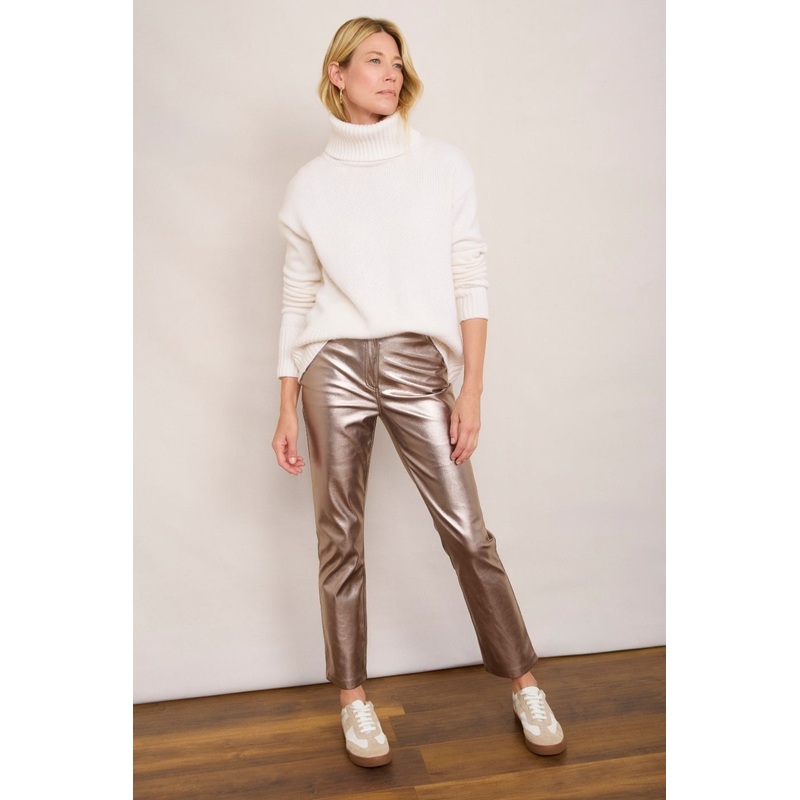 Josie Faux Leather Trouser – Warm Pewter
