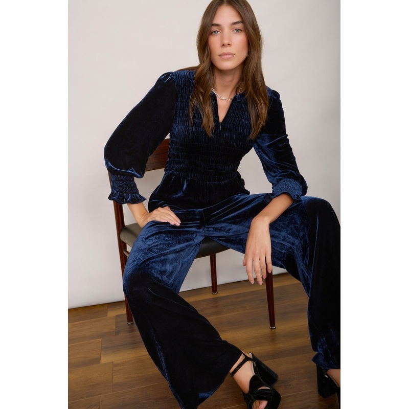 Monique Silk Velvet Jumpsuit – Midnight