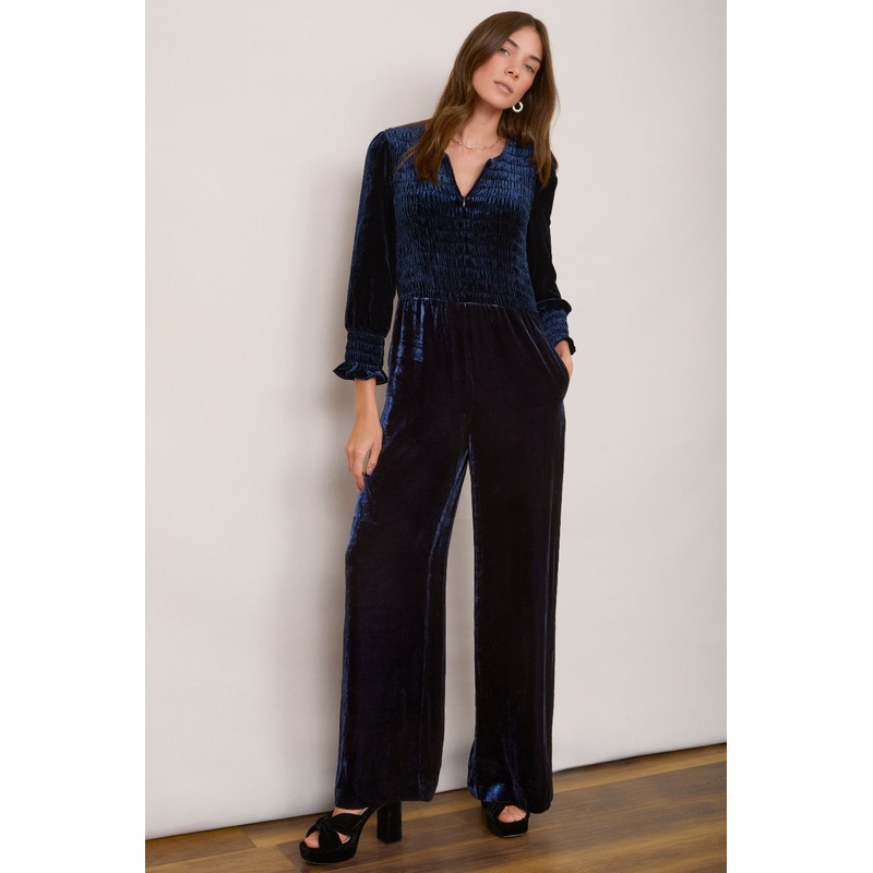 Monique Silk Velvet Jumpsuit – Midnight