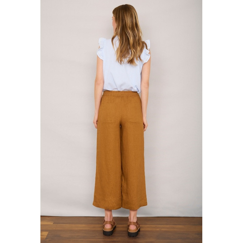 Angeline Linen Cropped Trouser – Tan
