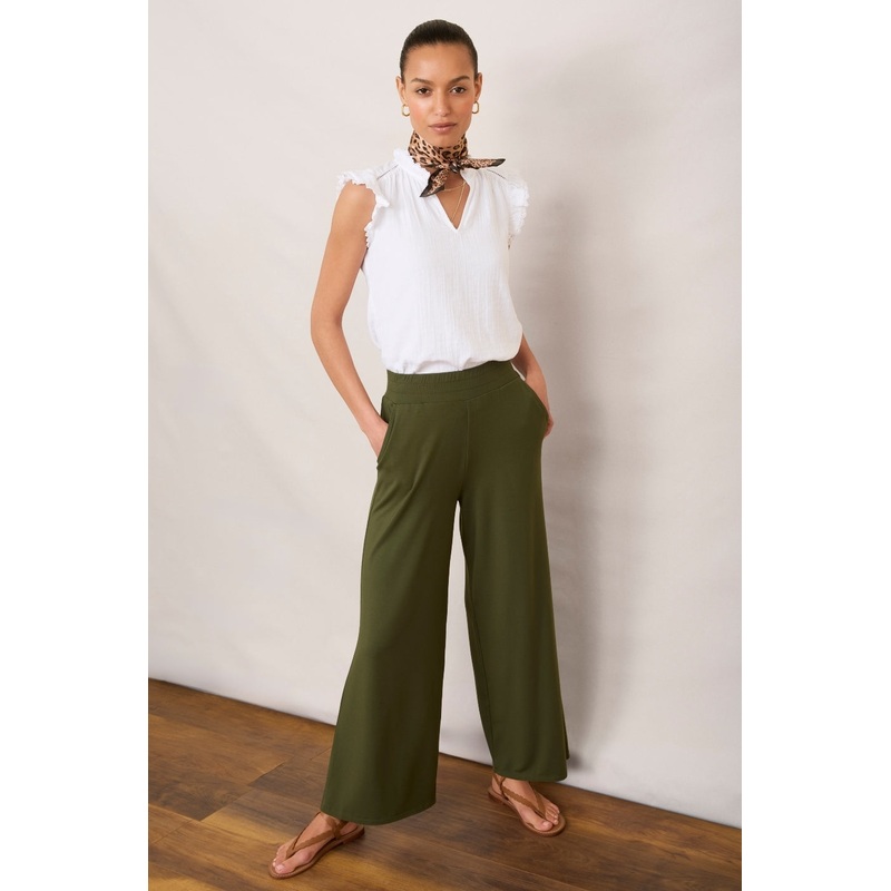 Delphine Pull On Trouser – Moss Green