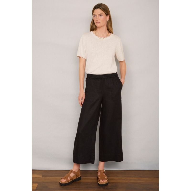 Angeline Linen Cropped Trouser – Black