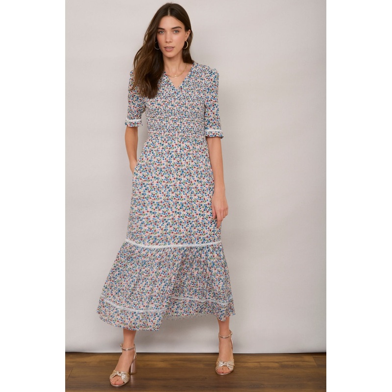 Betty Dress – Ivory Ditsy Floral