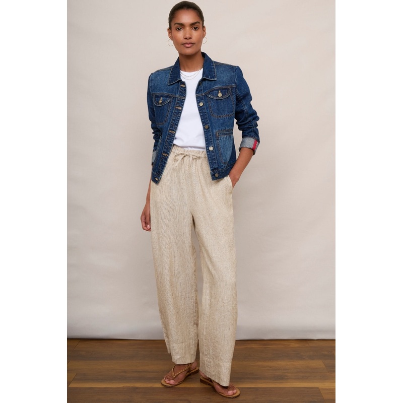 Melina Linen Trouser – Beige/Ivory